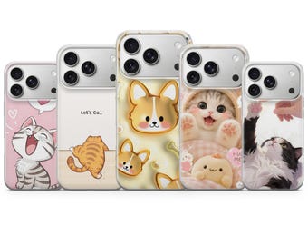 Cat iPhone Case 17 16 15 14 13 Pro Max Phone Case, Soft TPU Gel Matte Print Cover