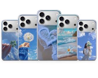 iPhone Case Blue Sky Dandelion Beach Ocean Waves Matte UV Print Soft TPU Gel