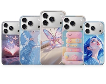 Anime Girl iPhone Case Crystal Butterfly Clear TPU Gel Cover Matte UV Print
