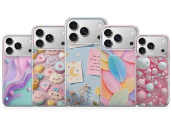 Pastel Rainbow Leaves Phone Case: Soft TPU Gel Matte UV Print