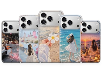 Anime Phone Case, Beach Sunset Ocean TPU Gel Cover Matte UV Print