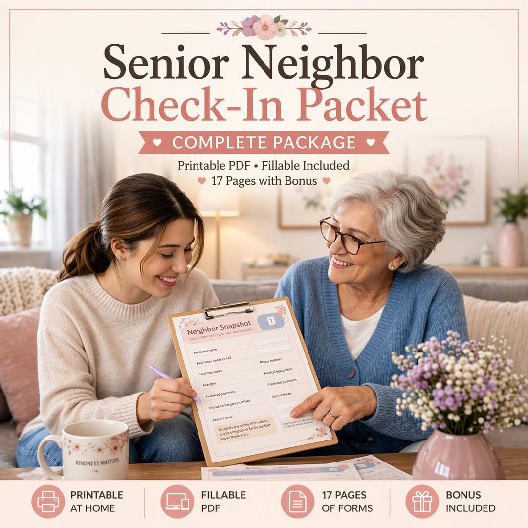 Senior Neighbor Check-in Packet Printable &fillablepdf Elderly Neighbor ...