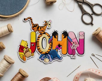 Écusson Winnie l'ourson personnalisé, écusson personnalisé pour la rentrée des amis Disney, veste pour sac à dos, couture auto-agrippante.