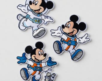Geborduurde Mickey Mouse astronaut-patch, Disney Space Mickey opstrijkbaar, Mickey Space-badge naai op jasrugzak, Disney NASA-cadeau kinderen