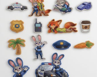 Geborduurde patch politie konijn vos, schattige dierenagent opstrijkbare patch, badge politie agent naaien jas rugzak, cadeau dierenliefhebber