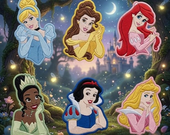 Disney prinses geborduurde patch, sprookje prinses opstrijkbare badge, magische prinses naai jas rugzak, Disney Girl cadeau kinderen