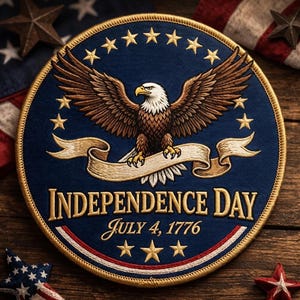 Independence Day Patch July 4 1776, Bald Eagle Embroidered Iron On, Large Patriotic Back Patch, Vintage American Badge, Veteran Biker Gift