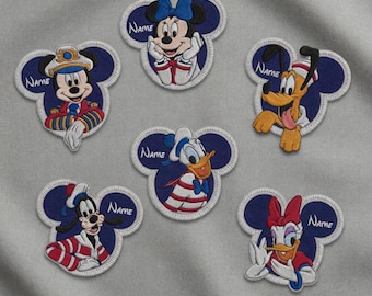 Benutzerdefinierter Name Disney Cruise Patch, Mickey Minnie Mouse Nautical Bügelbild, Mickey Friends Sailor Abzeichen, Disney Trip Geschenk, Rucksack Patch