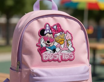 Écusson brodé Minnie Mouse Daisy Duck Besties, fer à coudre, boucle de crochet, sac à dos bricolage pour filles Disney BFF, cadeau de rentrée