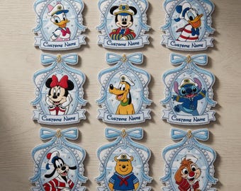 Aangepaste naam Disney Cruise geborduurde patch, Mickey Minnie Stitch Pooh Sailor Iron On, Disney Friends portret-badge opnaaien rugzakjas