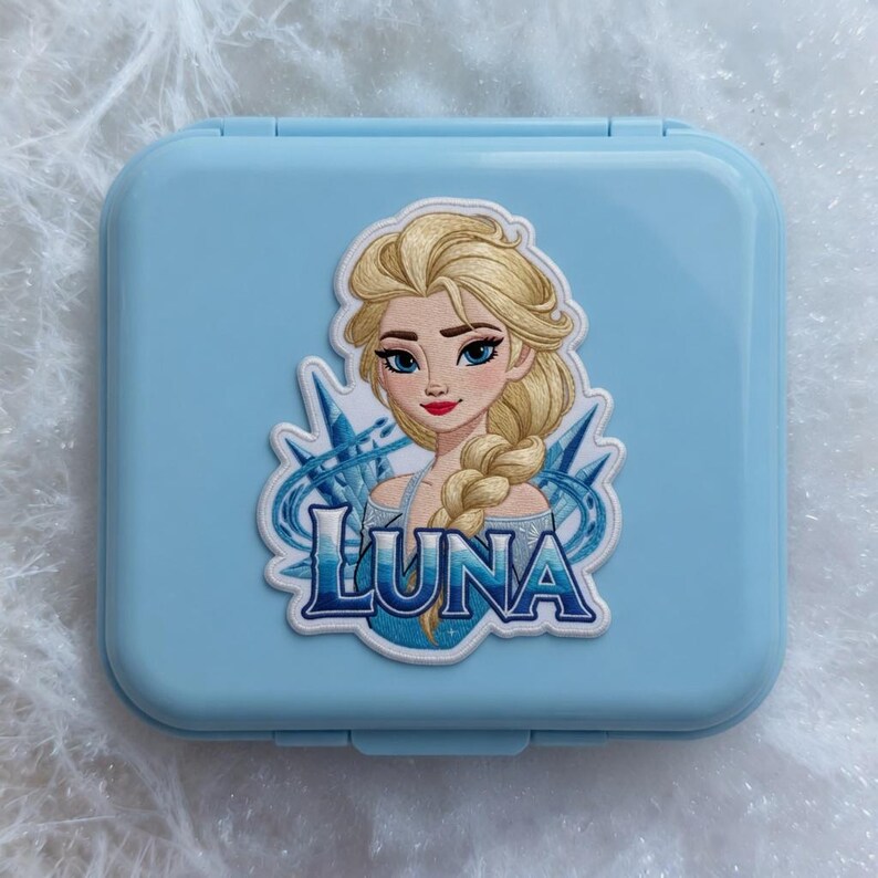 Personalized Elsa Frozen Embroidered Patch Iron On Sew On Hook Loop, Custom Name Disney Princess Ice Snow DIY Backpack Jacket Girls Gift image 2