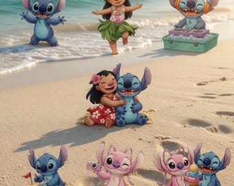 Geborduurde lilo en stitch-patch, schattige steek engel opstrijkbare patch, Lilo Stitch Hawaii-badge naai op jasrugzak, Disney Stitch-cadeau