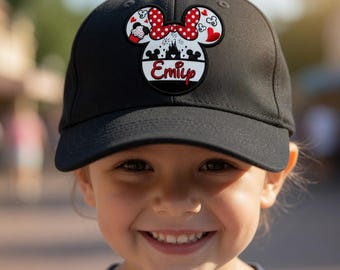 Aangepaste naam Disney-hoed geborduurde patch, Mickey Minnie Mouse-oren opstrijkbaar, gepersonaliseerde Disney-naambadge, Disney-reiscadeau voor kinderen
