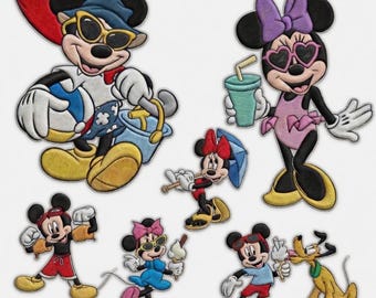 Mickey Minnie Mouse geborduurde zomerpatch, Disney Beach Mickey Minnie opstrijkbaar, Mickey Friends zomerbadge opnaaien jas rugzak