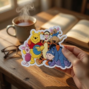 Large Winnie the Pooh Friends Embroidered Iron On Patch, Back To School, DIY Girls Backpack Applique, Toddler Gift, Sew Velcro