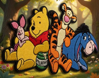 Geborduurde patch Pooh en vrienden, Pooh Bear Hunny Pot opstrijkbare badge, honderd hectare houten vrienden naaien jas rugzak, Disney kindercadeau