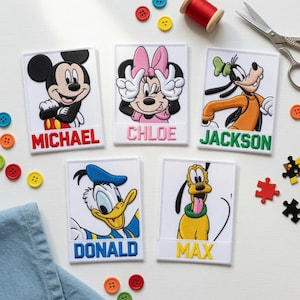 Custom Character Polaroid Name Patch, Personalized Cartoon Embroidered Applique, Birthday Theme Park Outfit, Back To School Kids Gift