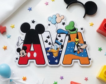 Custom Character Name Embroidered Iron On Patch, Birthday Theme Park Vacation Outfit, DIY Kids Denim Jacket Applique, Magical Gift