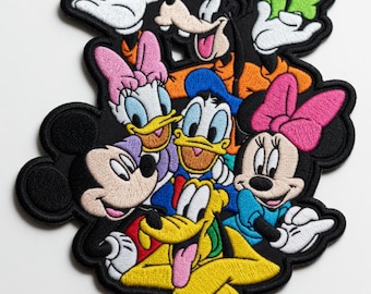 Geborduurde Mickey Minnie Mouse Friend Group-patch, Disney Mickey & Friends opstrijkbaar, kleurrijke bendebadge opnaaien jasrugzak, Disney-cadeau
