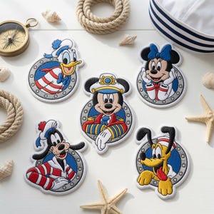 Mickey And Friends Sailor Embroidered Patch, Disney Cruise Vacation Magic Iron On Patch, Birthday Gift For Ocean Lovers, Backpack Jacket