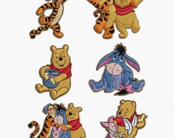 Geborduurde patch Pooh en vrienden, schattige pooh-beer opstrijkbare badge, honderd hectare houtvrienden opnaaien jasrugzak, Disney-kindercadeau