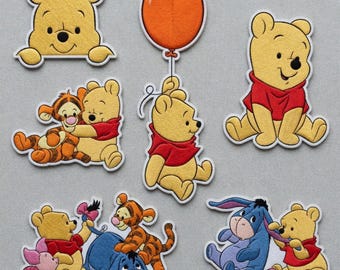 Geborduurde patch baby Pooh Bear, schattige Chibi Pooh Friends opstrijkbare badge, ballon Pooh Bear naaien jas rugzak, Disney-kindercadeau