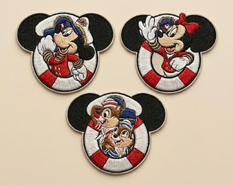 Disney Cruise geborduurde patch set, Mickey Minnie Mouse Pirate Sailor opstrijkbare, Mickey Friends nautische badge naai jas rugzak cadeau