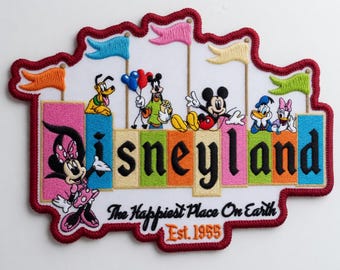 Geborduurde Mickey Minnie Mouse-themapark opstrijkbare patch, badge Magical Est 1955, Mickey Friend kleurrijk naaien jas rugzak, Disney cadeau