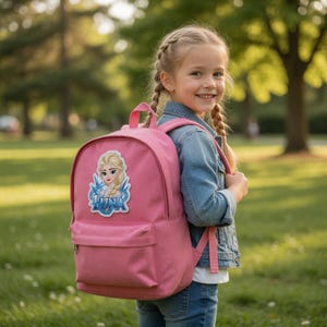 Personalized Elsa Frozen Embroidered Patch Iron On Sew On Hook Loop, Custom Name Disney Princess Ice Snow DIY Backpack Jacket Girls Gift image 4