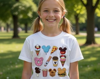Mickey Mouse voedsel geborduurde patch, Disney Snack opstrijkbare patch, Mickey Foodie-badge naai op jasrugzak, Disney-reiscadeau kinderen