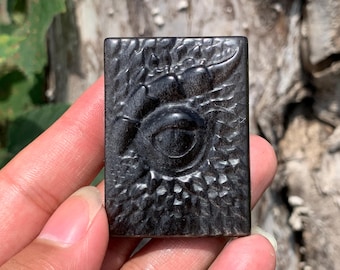 2"+ natuurlijk zilveren obsidiaan, drakenoog, kristallen draak, handgesneden, kristalcadeau 1 st