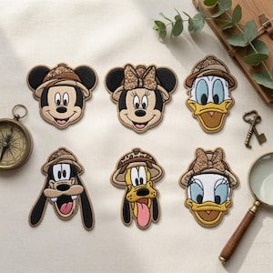 Safari Mouse Squad Embroidered Patches, Animal Theme Park Trip Iron On Patch, Jungle Explorer Gift For Kids, DIY Bag Sew On Hook & Loop