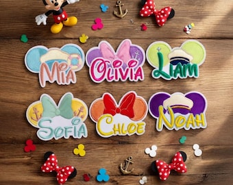 Custom Name Disney Embroidered Patches, Personalized Back to School Iron On, Gift for Kids, DIY Jacket Backpack Hat, Sew on Hook & Loop