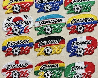 Embroidered World Cup 2026 Flag Soccer Patches, Football Country Iron On, Sport Fan Gift for Him, Jacket Backpack Hat