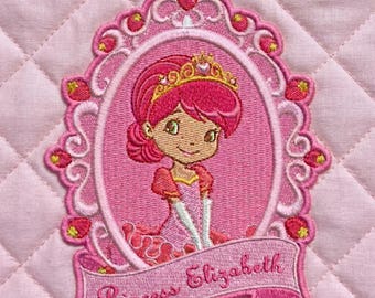 Custom Name Embroidered Strawberry Princess Patches, Custom Name Sew on Hook & Loop Iron On Patch, Birthday Gift for DIY Jacket Backpack Hat