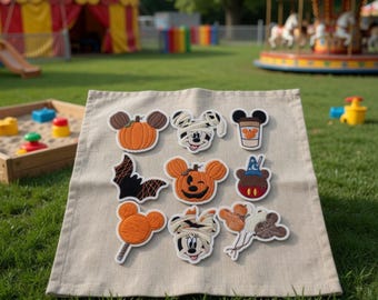 Summerween Mickey and Friends Embroidered Patch, Disney Halloween Iron On, DIY, Sew on Hook & Loop, Backpack Jacket, Gift for Kids