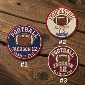 Parche universitario bordado con nombre personalizado, parche de fútbol americano, parche de rugby, regalo deportivo personalizado, para coser/planchar/con gancho.