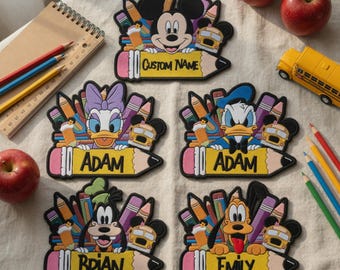 Personalized Disney School Embroidered Patches,Back To School Iron On Patch, Disney Gift For Kids, DIY Tote Jacket, Sew on Hook & Loop