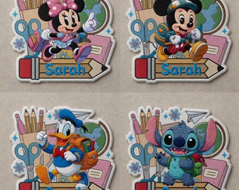 Custom Name Cartoon Back to School Embroidered Patch, Happy First Day of School Patches, Gift for Kids, DIY Backpack Hat, Sew on Hook & Loop