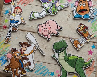 Embroidered Toy Story Character Patches, Disney Pixar Cartoon Iron On, Gift for Kids Disney Fans, DIY Backpack Hat - Sew on Hook & Loop