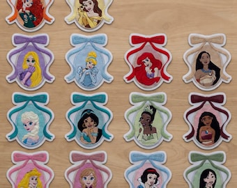 Embroidered Disney Princess Bow Cameo Patches, Cute Disney Girl Iron On Patch, Gift for Girls Disney Fans, Jacket Backpack Hat