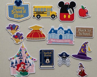 Embroidered Disney School of Magic Patches, Disney Back to School Iron On, Gift for Kids, DIY Backpack - Sew on Hook & Loop