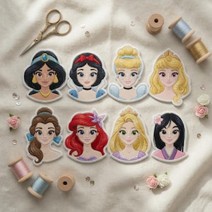 Fairy Tale Princess Embroidered Patches, Magic Theme Park Girl Iron On Patch, Kids Birthday Party Gift, DIY Backpack Sew On Hook Loop