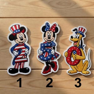 Disney Mickey Minnie America 250 Patch, Embroidered Iron On Patch, Mickey and Friends USA Patriotic