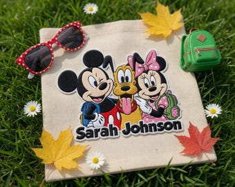 Personalized Mickey and Friends Embroidered Patches, Custom Name Iron On Patch, Disney Gift for Kids, DIY Tote Jacket, Sew on Hook & Loop