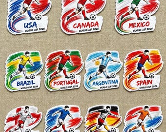Embroidered World Cup 2026 Soccer Patches, Football Country Flag Iron On, Sport Gift for Him, Jacket Backpack Hat