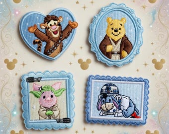 Winnie the Pooh Inspired Embroidered Patch, Cartoon Bear Friends Iron On Patch for DIY Jacket Backpack, Sew on Hook & Loop