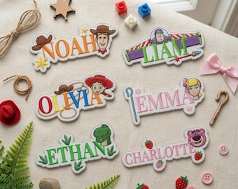 Personalized Toy Story Embroidered Patches, Custom Name  Woody Buzz Iron On Patch, Gift For Kids, DIY Backpack Sew On Hook & Loop