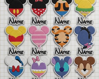 Custom Name Disney Character Embroidered Patches, Mickey Minnie Pooh Iron On Patch, DIY Jacket Backpack, Sew on Hook & Loop