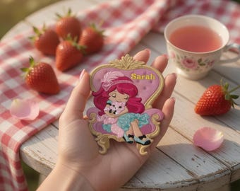 Custom Name Embroidered Strawberry Shortcake Patches, Personalized Sew on Hook & Loop Iron On Patch, Gift for DIY Jacket Backpack Hat